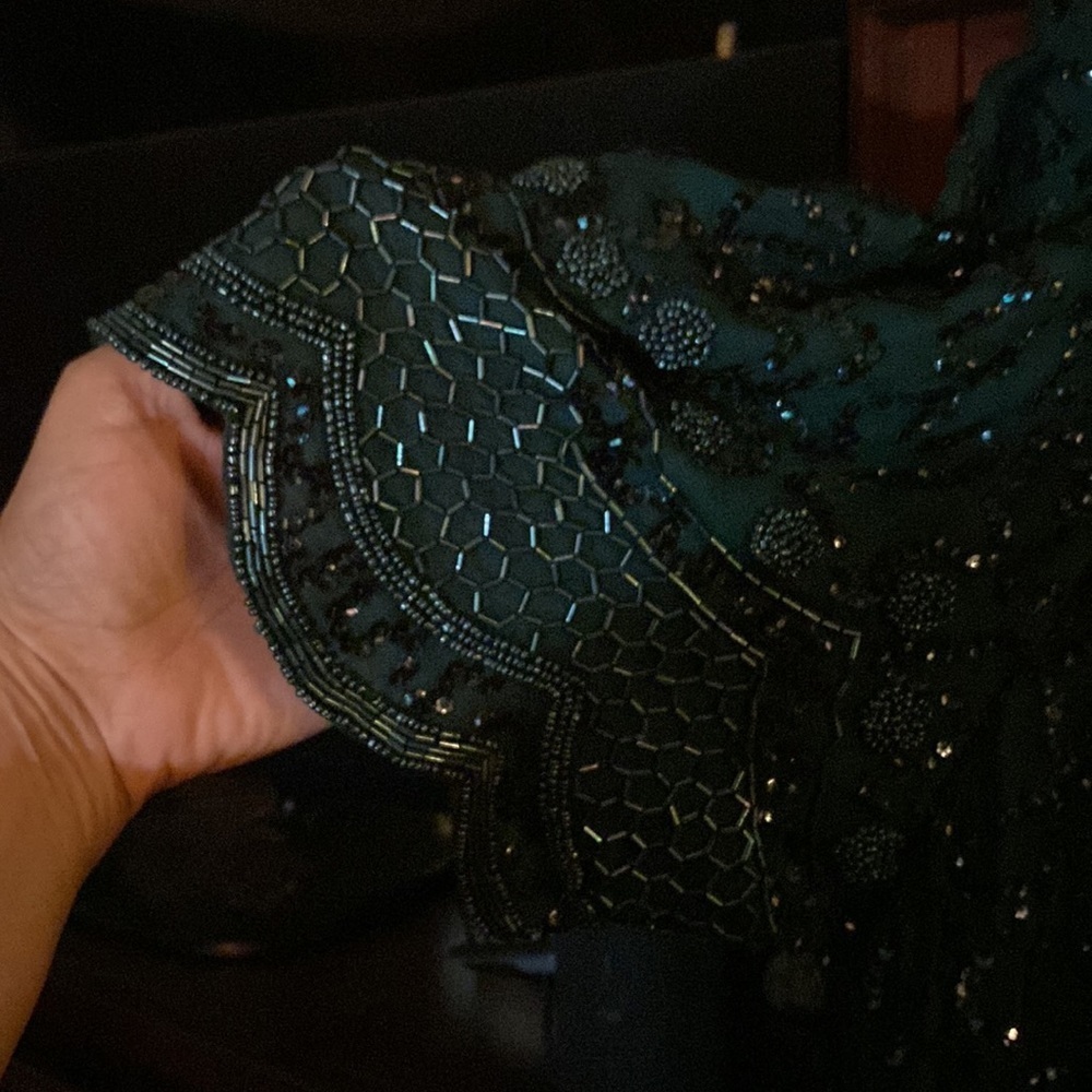 Brilliante By J.A. Vintage Pearl sequin Dark Green Party Dress 3XL - Picture 3 of 7